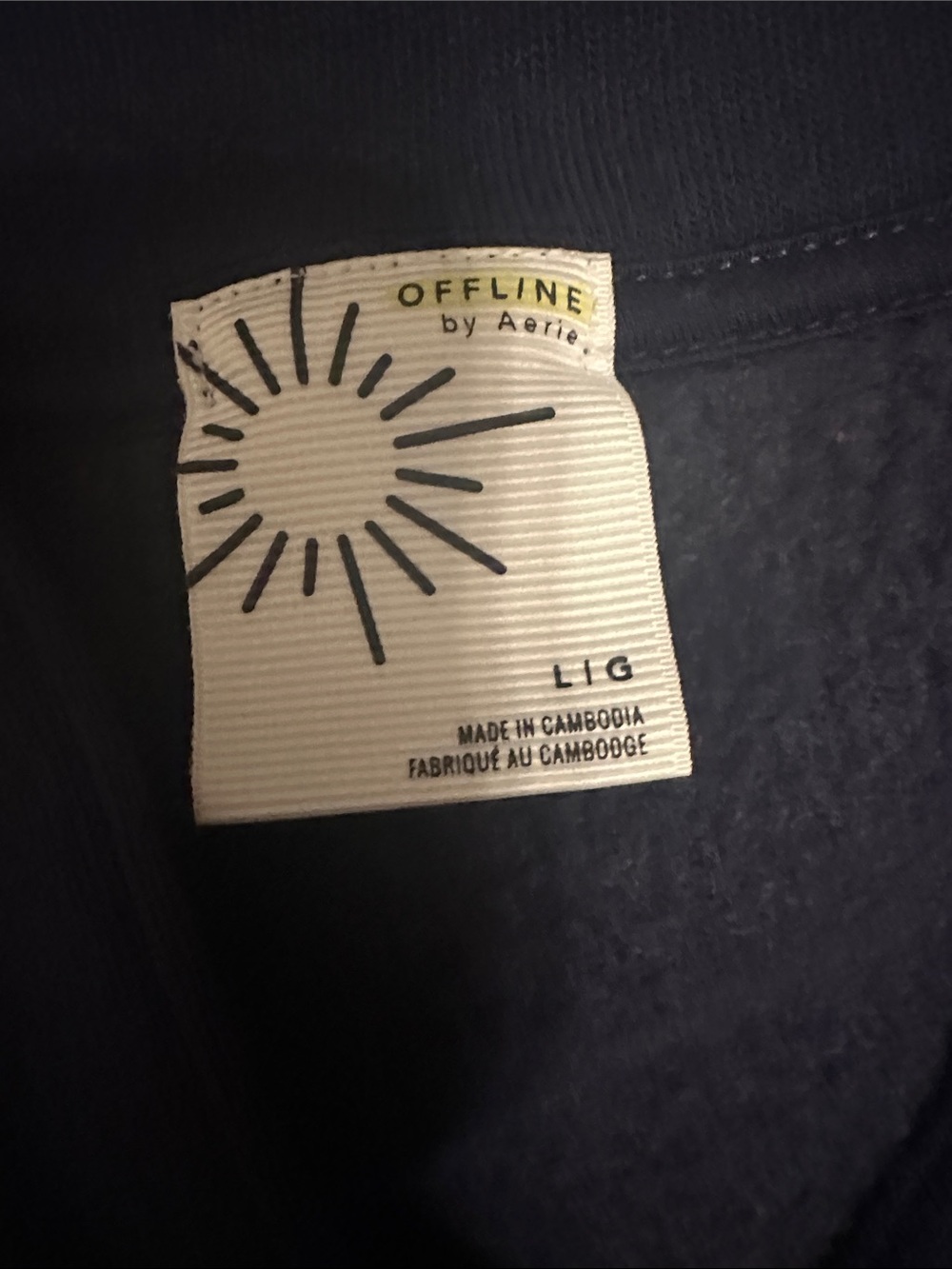 Navy V-Neck Pullover Sweater with Striped Hem Aerie/Offline - Picture 3 of 3